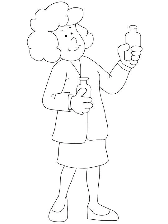 Coloring book of cheerful pharmacist